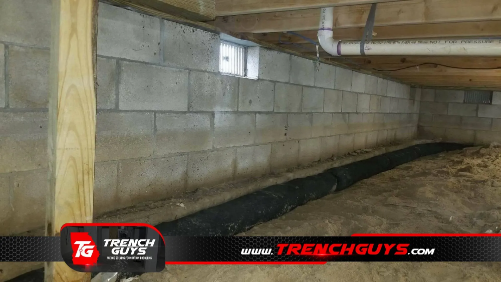 crawl space french drain by Trench Guys