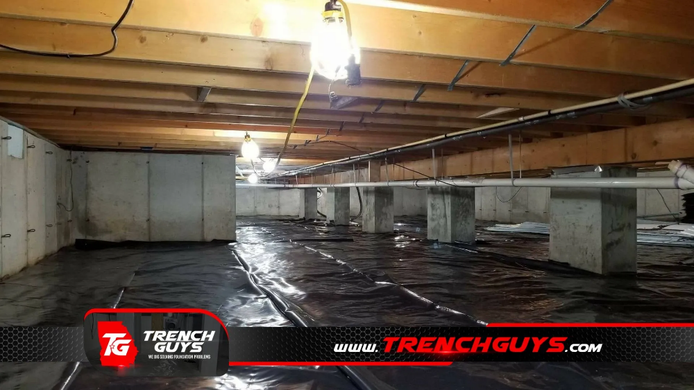 crawl space vapor barrier by Trench Guys